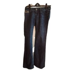 X2 W10 Boot Cut Jeans sz 2 31x32 Dark Blue Leapard Pockets